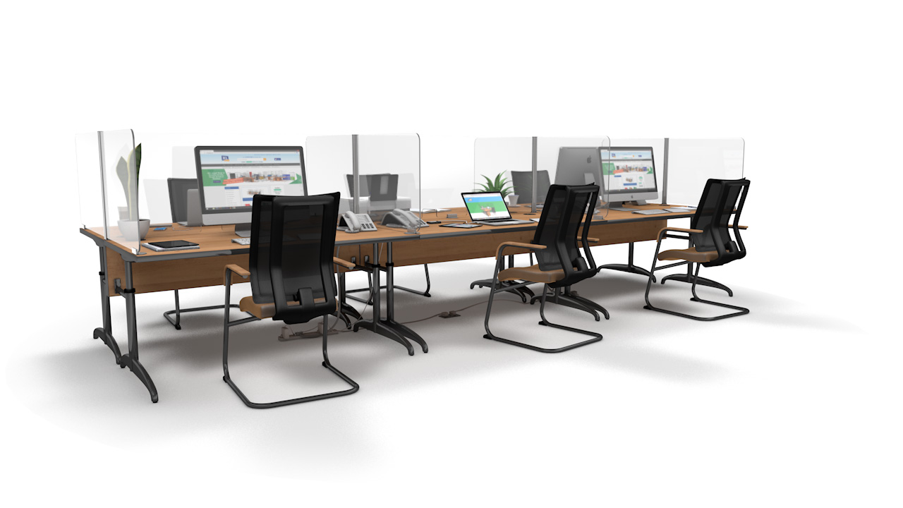ACHOO<sup>®</sup> Crystal Clear Modular Desk Screens 6 Bay Workstation Dividers
