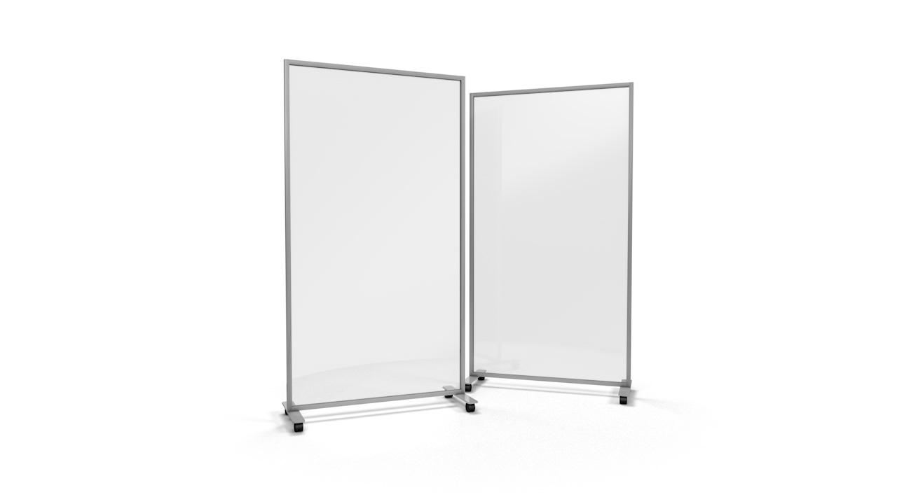 ACHOO<sup>®</sup> Crystal Clear Portable Glass Office Divider On Wheels