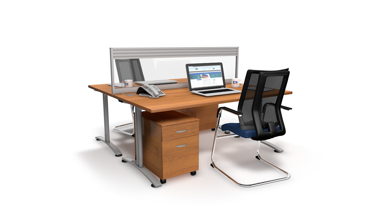 Glazed Acrylic Desk Screens With Quad Tool Rail